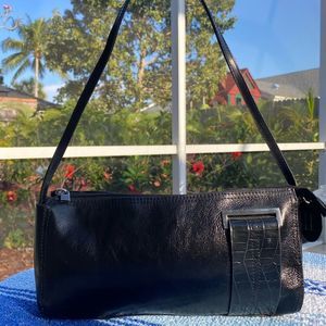 Vintage Black Leather Shoulder Bag Y2K